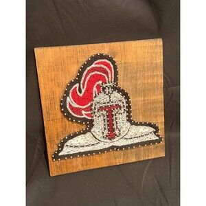 Handmade Spartan Helmet String Art on Wood – Signed Warrior Wall Art
